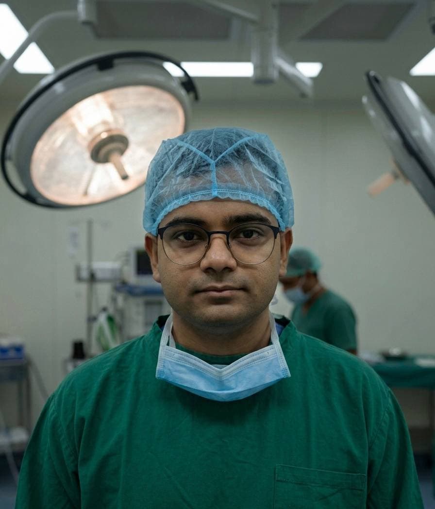 Saptarshi Mondal in the operating theatre