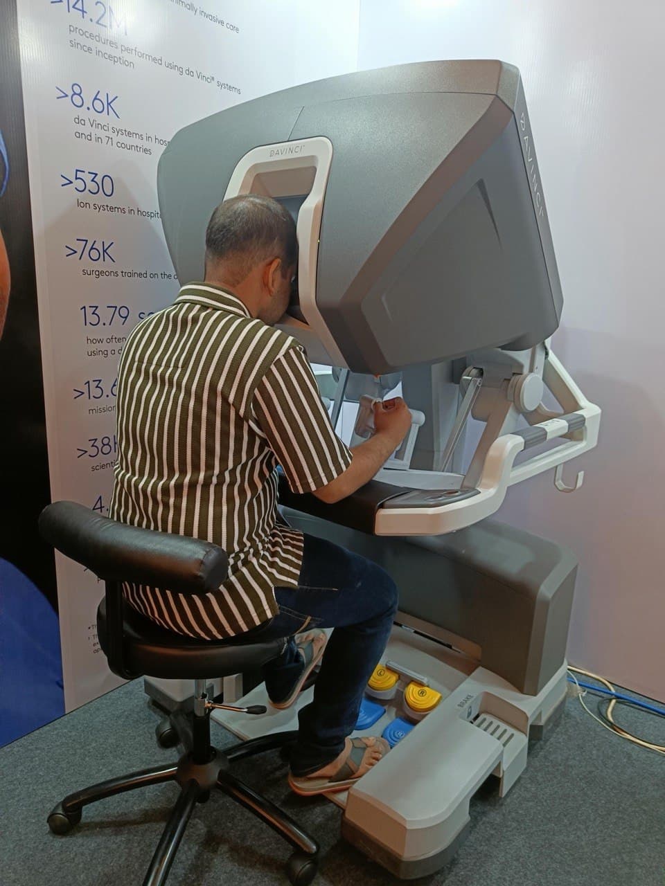 At the da Vinci surgical robot console